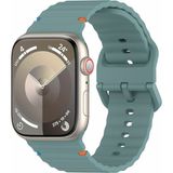 Dexmon Apple Watch 11 10 46mm - 6 7 8 9 10 11 SE Ultra Uyumlu 42 44 45 49mm Rebbit Çizgi Desenli Tokalı Spor Silikon Kordon Kayış - 42/44/45/46/49mm - Açık Yeşil