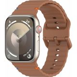 Dexmon Apple Watch 11 10 46mm - 6 7 8 9 10 11 SE Ultra Uyumlu 42 44 45 49mm Rebbit Çizgi Desenli Tokalı Spor Silikon Kordon Kayış - 42/44/45/46/49mm - Kahverengi