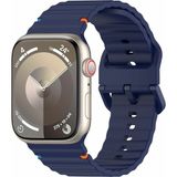 Dexmon Apple Watch 11 10 46mm - 6 7 8 9 10 11 SE Ultra Uyumlu 42 44 45 49mm Rebbit Çizgi Desenli Tokalı Spor Silikon Kordon Kayış - 42/44/45/46/49mm - Lacivert