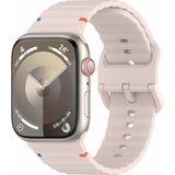 Dexmon Apple Watch 11 10 46mm - 6 7 8 9 10 11 SE Ultra Uyumlu 42 44 45 49mm Rebbit Çizgi Desenli Tokalı Spor Silikon Kordon Kayış - 42/44/45/46/49mm - Pembe