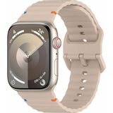 Dexmon Apple Watch 11 10 46mm - 6 7 8 9 10 11 SE Ultra Uyumlu 42 44 45 49mm Rebbit Çizgi Desenli Tokalı Spor Silikon Kordon Kayış - 42/44/45/46/49mm - Starlight