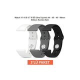 Dexmon Apple Watch 11 10 9 8 7 6 SE Ultra Uyumlu 44 45 46 49mm Silikon Kordon Seti 3’lü Paket Saat Kayışı