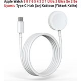 Dexmon Apple Watch 9 8 7 6 5 4 3 2 1 Ultra Se Uyumlu Manyetik Type-C Hızlı Şarj Kablosu 1 Metre Taşınabilir Iwatch Saat Şarj Kablosu Aleti - Beyaz