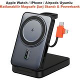 Dexmon Apple Watch iPhone Airpods Uyumlu Katlanabilir Magsafe Şarj Standı ve Powerbank 10.000 Mah 22.5W Kablolu - Çok Renkli