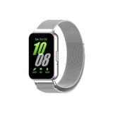 Dexmon Galaxy Fit 3 İle Uyumlu Kordon Çelik Paslanmaz Tel Örgü Tasarımlı Mıknatıslı Flexible Kayış, Gümüş