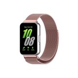 Dexmon Galaxy Fit 3 İle Uyumlu Kordon Çelik Paslanmaz Tel Örgü Tasarımlı Mıknatıslı Flexible Kayış, Pembe