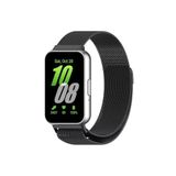 Dexmon Galaxy Fit 3 İle Uyumlu Kordon Çelik Paslanmaz Tel Örgü Tasarımlı Mıknatıslı Flexible Kayış, Siyah
