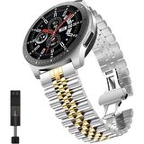 Dexmon Huawei Watch 3 Gt Gt2 GT2E Gt3 Gt4 Gt5 Pro Se Elite 46MM Uyumlu Paslanmaz Çelik Ayarlanabilir Kordon Kayış - Gümüş - Gold