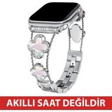 Dexmon Huawei Watch Fit 3 / Fit 4 / Fit 4 Pro / Fit 5 / Fit 5 Pro Uyumlu Lüks Taşlı Çiçekli Metal Kordon Şık Kadın Saat Kayışı - Huawei Fit 3 / Fit 4 / Fit 4 Pro - Gümüş