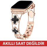 Dexmon Huawei Watch Fit 3 / Fit 4 / Fit 4 Pro / Fit 5 / Fit 5 Pro Uyumlu Lüks Taşlı Çiçekli Metal Kordon Şık Kadın Saat Kayışı - Huawei Fit 3 / Fit 4 / Fit 4 Pro - Rose - Siyah