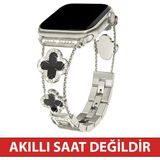 Dexmon Huawei Watch Fit 3 / Fit 4 / Fit 4 Pro / Fit 5 / Fit 5 Pro Uyumlu Lüks Taşlı Çiçekli Metal Kordon Şık Kadın Saat Kayışı - Huawei Fit 3 / Fit 4 / Fit 4 Pro - Starlight - Siyah