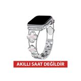 Dexmon Huawei Watch Fit 3 / Fit 4 / Fit 4 Pro / Fit 5 / Fit 5 Pro Uyumlu Lüks Taşlı Çiçekli Metal Kordon Şık Kadın Saat Kayışı