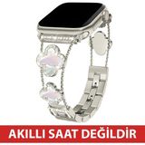 Dexmon Huawei Watch Fit 3 / Fit 4 / Fit 4 Pro Uyumlu Lüks Taşlı Çiçekli Metal Kordon Şık Kadın Saat Kayışı - Huawei Fit 3 / Fit 4 / Fit 4 Pro - Starlight