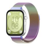 Dexmon Huawei Watch Fit 3 Uyumlu 22MM Paslanmaz Mıknatıslı Metal Hasır Terleme Yaptırmaz Flexible Lüx Kordon Kayış - Renkli