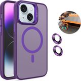 Dexmon iPhone 13 Kılıf + Lens Koruyucu Magsafe ve Stant Özellikli Arkası Mat Sert Pc Leke Yapmaz - Derin Mor