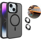Dexmon iPhone 14 Kılıf + Lens Koruyucu Magsafe ve Stant Özellikli Arkası Mat Sert Pc Leke Yapmaz - Siyah