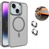 Dexmon iPhone 15 Kılıf + Lens Koruyucu Magsafe ve Stant Özellikli Arkası Mat Sert Pc Leke Yapmaz - Titanyum Gri