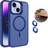 Dexmon iPhone 15 Plus Kılıf + Lens Koruyucu Magsafe ve Stant Özellikli Arkası Mat Sert Pc Leke Yapmaz - Lacivert