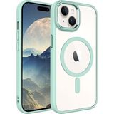 Dexmon iPhone 15 Plus Uyumlu Kılıf Magsafe Özellikli Metal Kamera ve Tuş Tasarımlı Sararmaz Sert Şeffaf - Açık Yeşil