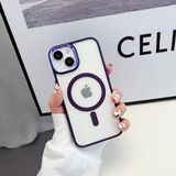 Dexmon iPhone 15 Plus Uyumlu Kılıf Magsafe Özellikli Metal Kamera ve Tuş Tasarımlı Sararmaz Sert Şeffaf - Derin Mor