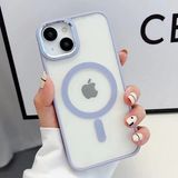 Dexmon iPhone 15 Plus Uyumlu Kılıf Magsafe Özellikli Metal Kamera ve Tuş Tasarımlı Sararmaz Sert Şeffaf - Lila