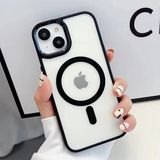 Dexmon iPhone 15 Plus Uyumlu Kılıf Magsafe Özellikli Metal Kamera ve Tuş Tasarımlı Sararmaz Sert Şeffaf - Siyah
