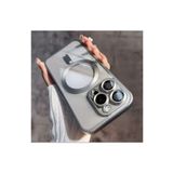 Dexmon iPhone 15 Pro İle Uyumlu Kılıf Kamera Lens ve Hoparlör Toz Korumalı Magsafe İle Uyumlu Silikon Kapak, Gümüş Gri (Silver)