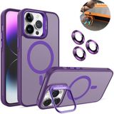 Dexmon iPhone 15 Pro Kılıf + Lens Koruyucu Magsafe ve Stant Özellikli Arkası Mat Sert Pc Leke Yapmaz - Derin Mor