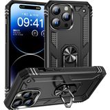 Dexmon iPhone 15 Pro Kılıf Mıknatıslı Telefon Tutucu Yüzük ve Stant Özellikli Darbelere Full Korumalı - Siyah