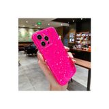 Dexmon iPhone 15 Pro Max İle Uyumlu Simli Parlak 3D Kamera Korumalı Darbe Emici Lüx Kapak Kılıf, Koyu Pembe