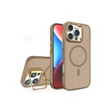 Dexmon iPhone 16 Pro İle Uyumlu Kılıf + Lens Koruyucu Magsafe İle Uyumlu ve Stant Özellikli Arkası Mat Sert PC, Çöl Titanyumu