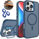 Dexmon iPhone 16 Pro Kılıf + Lens Koruyucu Magsafe ve Stant Özellikli Arkası Mat Sert Pc Leke Yapmaz - Lacivert