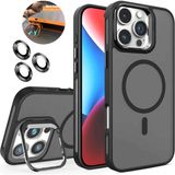 Dexmon iPhone 16 Pro Kılıf + Lens Koruyucu Magsafe ve Stant Özellikli Arkası Mat Sert Pc Leke Yapmaz - Siyah