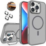 Dexmon iPhone 16 Pro Kılıf + Lens Koruyucu Magsafe ve Stant Özellikli Arkası Mat Sert Pc Leke Yapmaz - Titanyum Gri