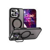 Dexmon iPhone 16 Pro Max İle Uyumlu Kılıf + Lens Koruyucu Magsafe İle Uyumlu ve Stant Özellikli Arkası Mat Sert PC, Siyah