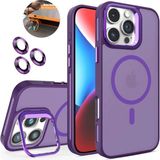 Dexmon iPhone 16 Pro Max Kılıf + Lens Koruyucu Magsafe ve Stant Özellikli Arkası Mat Sert Pc Leke Yapmaz - Derin Mor