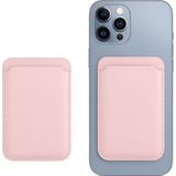 Dexmon iPhone 17 / 16 / 15 / 14 / 13 / 12 Telefon ve Kılıf Arkası Magsafe Pu Deri Kartlık Cüzdan Tüm Modellerle Uyumlu - Pembe