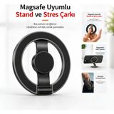 Dexmon Magsafe Telefon Tutucu Ring Stand 360° Döner Stres Çarkı Manyetik Telefon Halkası Katlanabilir Stand - 01-Siyah