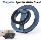 Dexmon Magsafe Uyumlu Manyetik Yüzük Stand Telefon Tutucu 360° Dönebilen Katlanabilir Metal Ring Stand - Lacivert