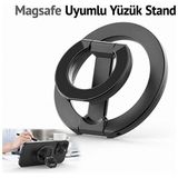 Dexmon Magsafe Uyumlu Manyetik Yüzük Stand Telefon Tutucu 360° Dönebilen Katlanabilir Metal Ring Stand - Siyah