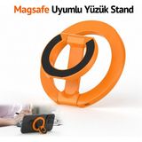 Dexmon Magsafe Uyumlu Manyetik Yüzük Stand Telefon Tutucu 360° Dönebilen Katlanabilir Metal Ring Stand - Turuncu