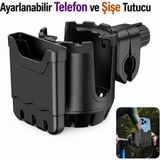 Dexmon Motosiklet Telefon Tutucu ve Şişe Tutucu 2’si 1 Arada Ayarlanabilir 360° Gidon Aparatı Bisiklet Scooter Elektrikli Bisiklet Uyumlu - Model 6