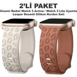 Dexmon Redmi Watch 4/5/6 - 6 Active / 6 Lite - Smart Band 10 Band 9 Pro/ 8 Pro Uyumlu Leopar Desen Silikon Kordon Seti - Kahverengi - Bej - Redmi Watch 4/5/6 - Smart Band 9 Pro/8 Pro