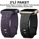 Dexmon Redmi Watch 4/5/6 - 6 Active / 6 Lite - Smart Band 10 Band 9 Pro/ 8 Pro Uyumlu Leopar Desen Silikon Kordon Seti - Mor - Siyah - Redmi Watch 4/5/6 - Smart Band 9 Pro/8 Pro
