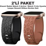 Dexmon Redmi Watch 4/5/6 - 6 Active / 6 Lite - Smart Band 10 Band 9 Pro/ 8 Pro Uyumlu Leopar Desen Silikon Kordon Seti - Siyah - Kahverengi - Redmi Watch 4/5/6 - Smart Band 9 Pro/8 Pro