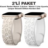 Dexmon Redmi Watch 4/5/6 - 6 Active / 6 Lite - Smart Band 10 Band 9 Pro/ 8 Pro Uyumlu Leopar Desen Silikon Kordon Seti - Starlight - Beyaz - Redmi Watch 4/5/6 - Smart Band 9 Pro/8 Pro