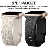 Dexmon Redmi Watch 4/5/6 - 6 Active / 6 Lite - Smart Band 10 Band 9 Pro/ 8 Pro Uyumlu Leopar Desen Silikon Kordon Seti - Starlight - Siyah - Redmi Watch 4/5/6 - Smart Band 9 Pro/8 Pro