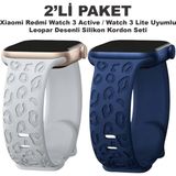 Dexmon Redmi Watch 4/5/6 - Smart Band 9 Pro/8 Pro Uyumlu Leopar Desen Silikon Kordon Seti - Mavi - Lacivert