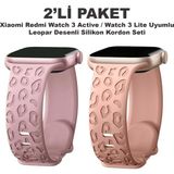 Dexmon Redmi Watch 4/5/6 - Smart Band 9 Pro/8 Pro Uyumlu Leopar Desen Silikon Kordon Seti - Pembe - Lila