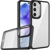 Dexmon Samsung Galaxy A35 3D Krom Kamera Korumalı Kenarları Renkli Arkası Şeffaf Sararmaz Kılıf Kapak - Siyah